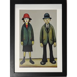 Greetingles Lowry-Style 12"/31cm Square Framed Print. Beautiful Black Ash Frame (Lowry, London Eye)