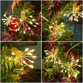 DINOWIN Mini Firework String Light with Remote Control USB Operated 8 Modes Chain Fairy String Lights Firefly Lights for Indoor Xmas Party Home Garden Decoration (5in1 50LED)