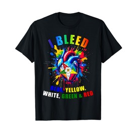 OES I Bleed Blue Yellow White Green & Red Heart Eastern Star T-Shirt