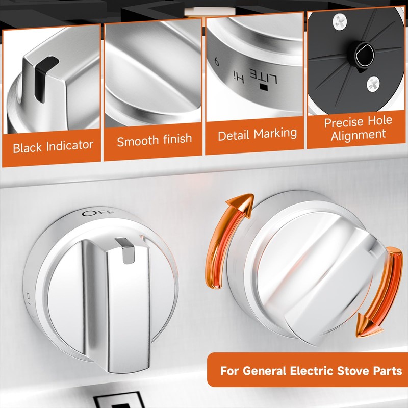 KEIFI Stainless Steel Stove Knob Replacements for GE Gas Stove