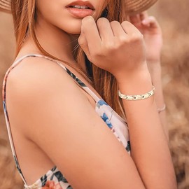 HAQIはち Pure Titanium Magnetic Bracelet for Women X-Shaped Interconnection Germanium Bracelet Extremly Light with Adjustment Tool and Gift Box (7.8inch,Rose Gold)