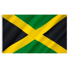 Second Ave Jamaica Flag 5ft X 3ft Large with Brass Eyelets Jamaican National Sports Party Festival Celebration Banner Flag
