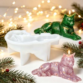 Realistic Lie Prone Cat Silicone Mold,3D Resting Kitten Figurine Mold Z0388