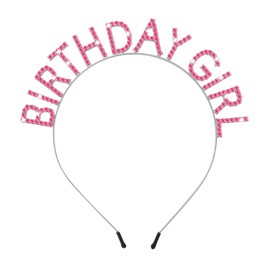 WLLHYF Birthday Crowns Girl Headband Birthday Sash Bling Rhinestone Hair Band Princess Tiara Sweet Happy Birthday Accessories for Women Girls Party Christmas Festival Decorations (Pink)