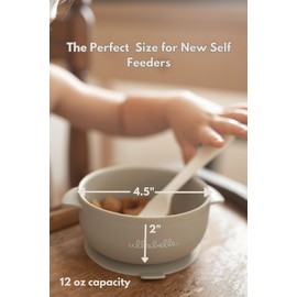 Ullabelle - Cuencos de silicona para bebé con tapas, cuencos de almacenamiento de alimentos para niños pequeños, 100% silicona de grado alimenticio, material sin BPA y no tóxico, alimentación independiente (beige, 3 cuencos)