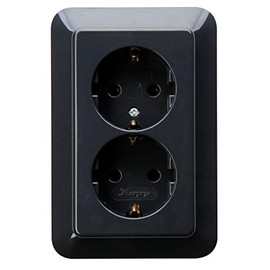 Kopp Rivo 945715089 Protective Contact Socket, 2-Way, without Increased Contact Protection, 16A, 250 V~, Anthracite