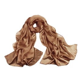 Alexis Leroy 35 * 35 Inch Women's Elegant Large Square Scarf Beach Cover-Up Scarf Silk-Like Satin Head Wrap Bandana & Neck Scarf Coffee