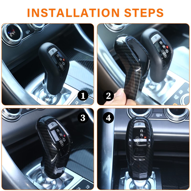 DIYUCAR Carbon Fiber Style ABS Plastic Gear Shift Head Cover