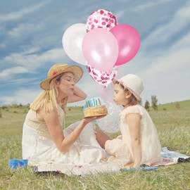 Camelize Balloons, Pack of 64 Pink Birthday Balloons, Party Decoration Confetti Latex Balloons with Ribbons for Baby Shower, Wedding, Birthday, Valentine's Day, Anniversary Party (30 cm)