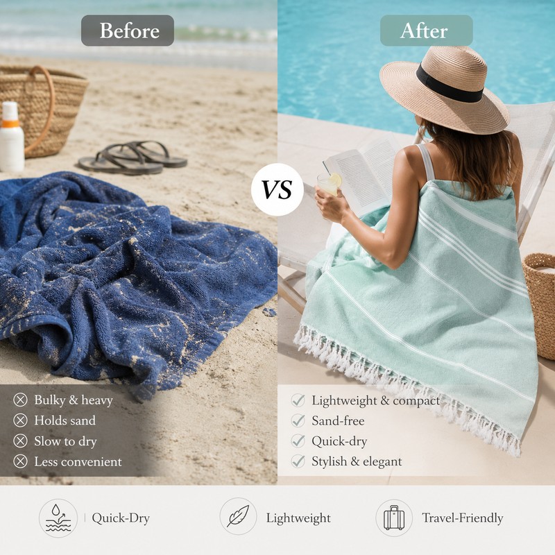 Turkish Beach Towel for Adults – Oversized Quick-Dry Cotton Towel