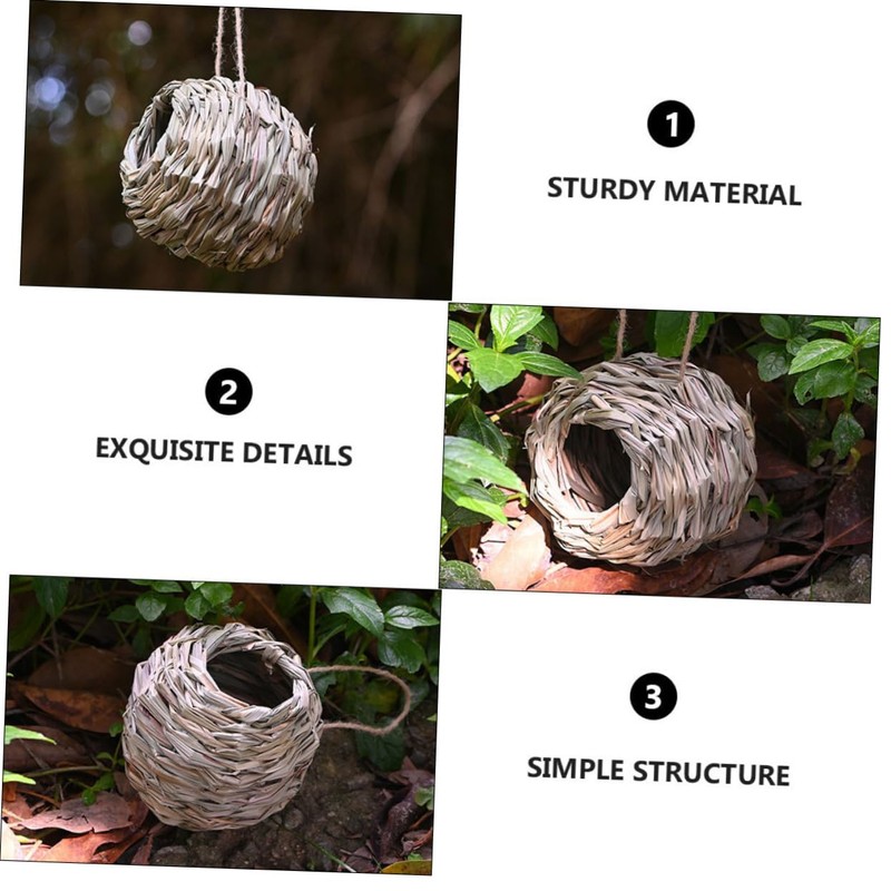SUPVOX 3pcs Natural Grass Hanging Bird Hut Hand Woven Hummingbird