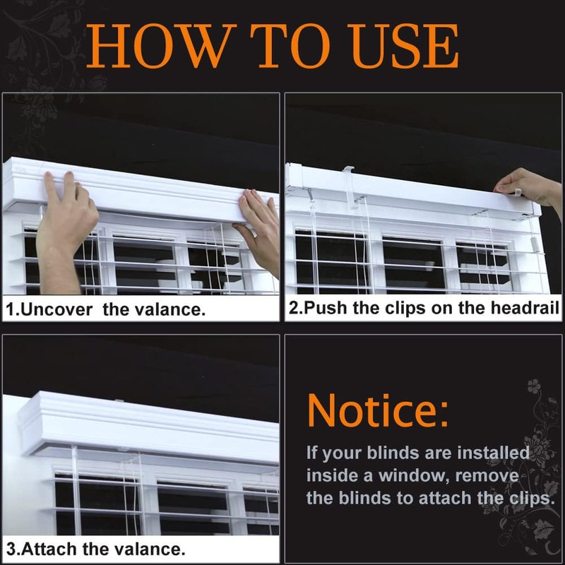 3 Inch Valance Clips, Clear Plastic Valance Clips for Horizontal