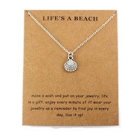 Shell Necklace, Surfer Pendant Gift, Life's a beach