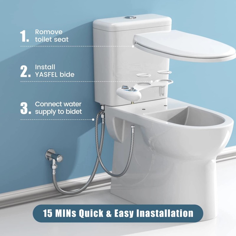 Yasfel Bidet Toilet Attachment Self Cleaning Two Spray Modes Easy