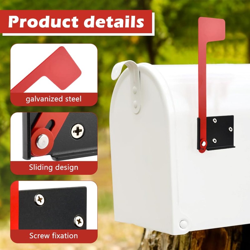 Mailbox Flag Replacement Kit, Galvanized Steel Mailbox Flag Hardware Kit
