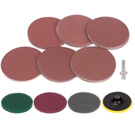 Mardatt 65Pcs 5" No-Hole Sanding Discs Pads Kit with Hook and Loop Backing Pad, 80 100 120 180 240 400 Grits Angle Grinder Drill Sanding Attachment and Soft Foam Buffering Pad for Wood Polishing