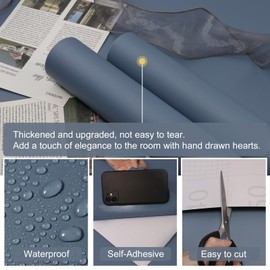 SOON AFTER Navy Blue Peel and Stick Wallpaper Matte Dark Blue Contact Paper Self Adhesive Waterproof Vinyl Roll for Wall Coverings,Cabinets,Countertops,Bedroom 15.7"x472"