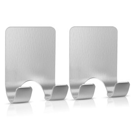 Adhesive Razor Hooks, VIS'V Silver Stainless Steel Self Adhesive Razor Holder Shaver Hooks Heavy Duty Waterproof Kitchen Bathroom Shower Wall Sticky Hooks for Razor Plug Towel Robe Utensils - 2 Packs
