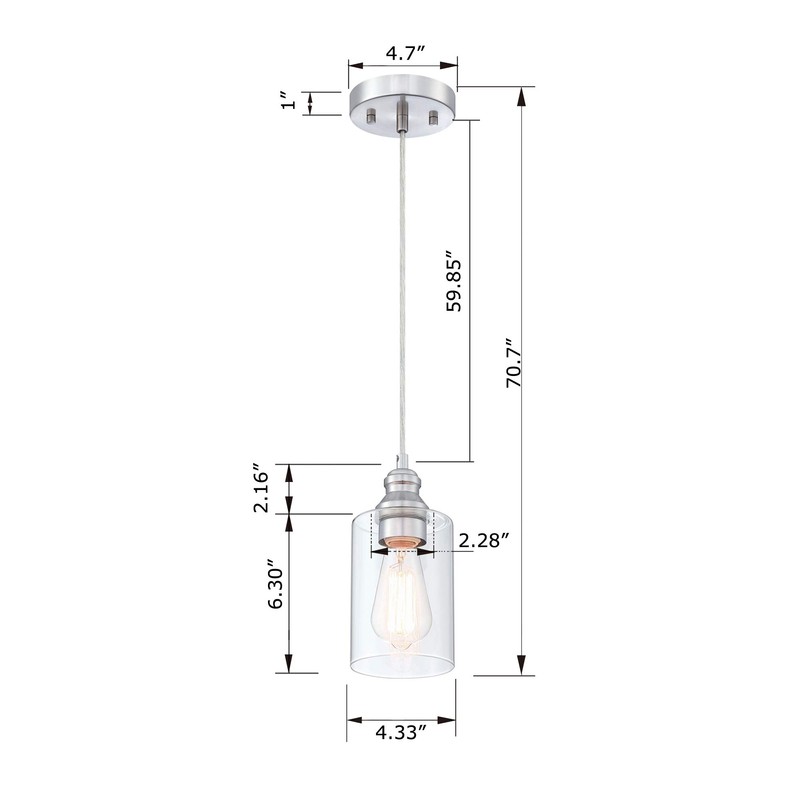 WISBEAM Pendant Lighting Fixture, Hanging Ceiling Lights with E26 Medium