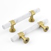 Haliwu 10 Pack/White Marble Cabinet Pulls, 2 Tone Cabinet Handles