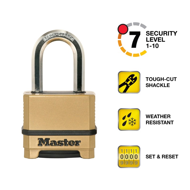 Master Lock Combination Lock, Heavy Duty Weatherproof Padlock, Resettable for