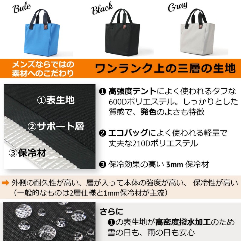 [Lunchichi] Lunch Bag, Cold Insulator, Eco Bag, Men's, Soft Cooler,
