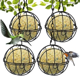 Pack of 4 Chit Ball Holder, Bird Feeder, Metal Hanging Bird Feeder, Fat Ball Holder for Hanging, Bird Feeder for Wild Birds, Garden