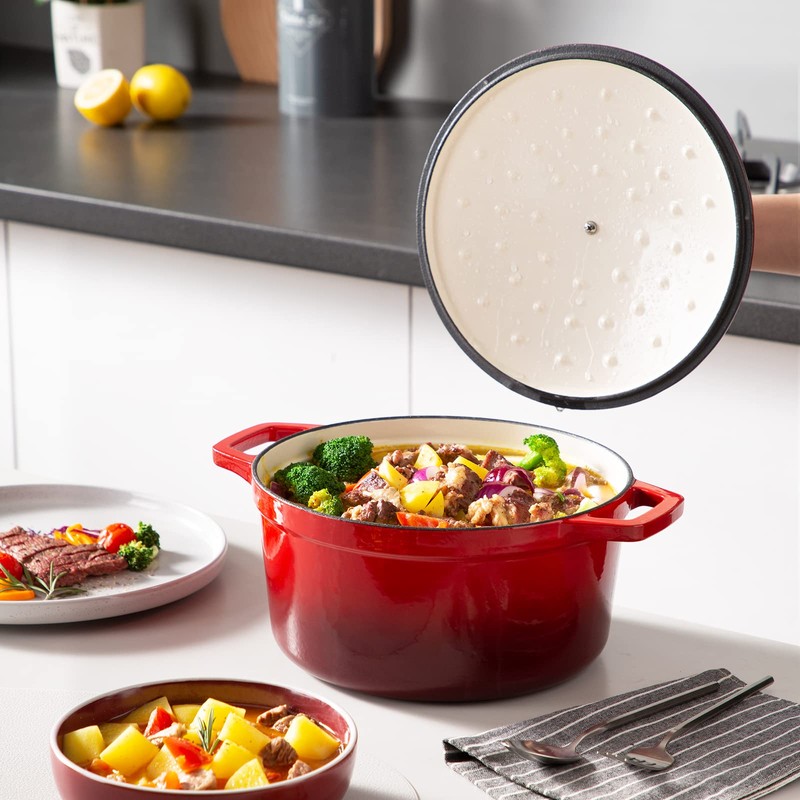 vancasso 6 QT Enameled Cast Iron Dutch Oven with Lid,