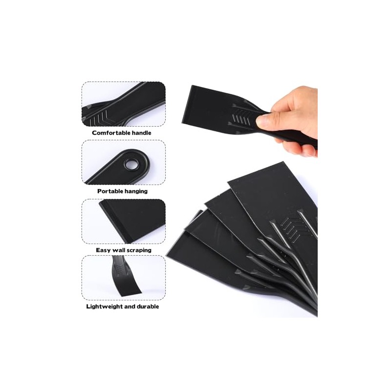 16 Pcs Plastic Putty Knife 2" Black Flexible Putty Knife