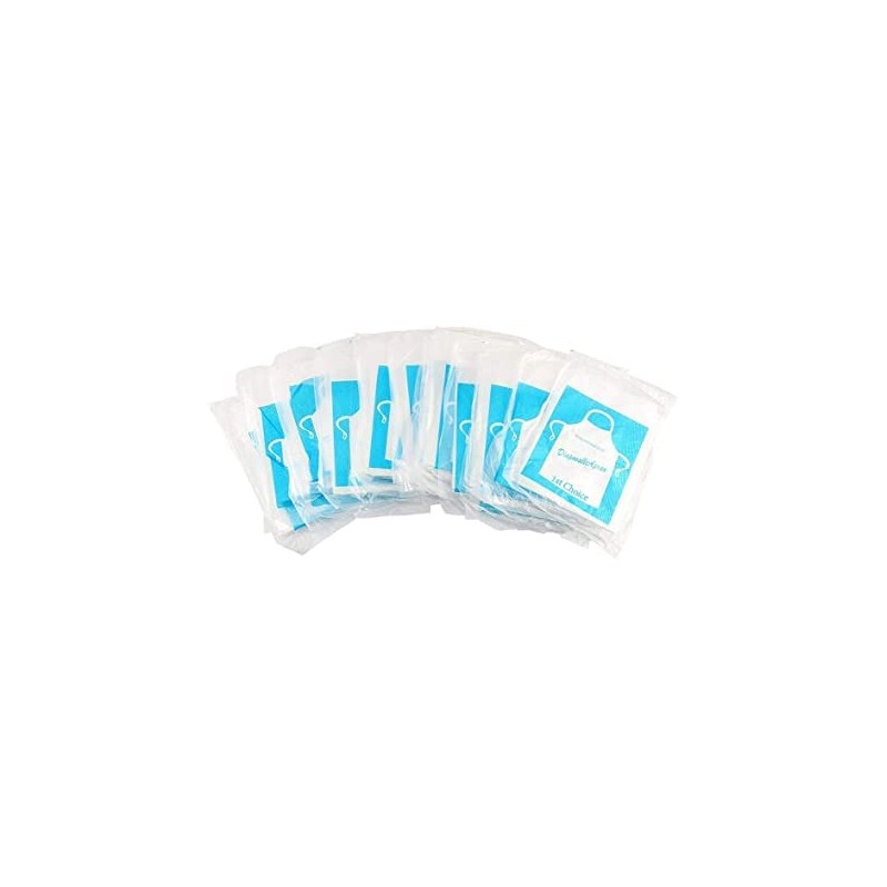 Parts Express 50 Pcs Clear Plastic Polyethylene Waterproof Disposable Aprons