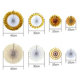 YFFSFDC Paper Fans, 8 Piece Set, Gold, Birthday Decoration, Party Decoration, Birthday, Hinamatsuri, Children's Day, New Year, Wedding, Celebration, Decoration, Boys, Girls