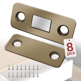 Tmyjfjingxi 8Pack Ultra Thin Cabinet Door Magnets Stainless Steel Magnetic Cabinet Door Catch Adhesive Magnets for Cabinet Doors Closet Door Magnetic Catch for Kitchen