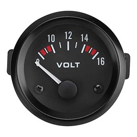 Car Universal Voltmeter, Universal 12V Car Voltmeter 52mm/2in Voltage Meter Gauge Measurement Range 8-16V BX100007