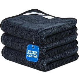 Towelogy® Shiny Twisted Magic Cloth - Bathroom Cleaning Cloths for Cleaning Shower Glass, Bathroom Drying Microfibre Super Absorbent Cloth with Hanging Loop (3 Pack)