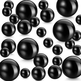 WJWINER Pack of 150 Faux Pearls, Beads Without Hole, Floating Beads Vase Filler, Shiny Beads Decoration, Mixed Sizes, for DIY Jewellery, Brush Holder, Home, Wedding Decor (Black)