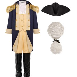 SIZGAROOT George Washington Costume for Boys Kids Colonial Alexander Hamilton Costume (10-12 Years)