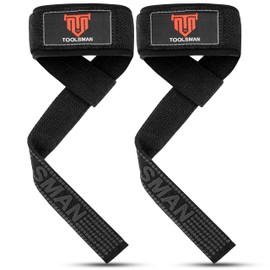 Toolsman Weight Lifting Fitness Straps Padded Wrist Support Strength Training, Powerlifting, Bodybuilding, Heavy Gym Exercise With Flex Gel Grips (Black)