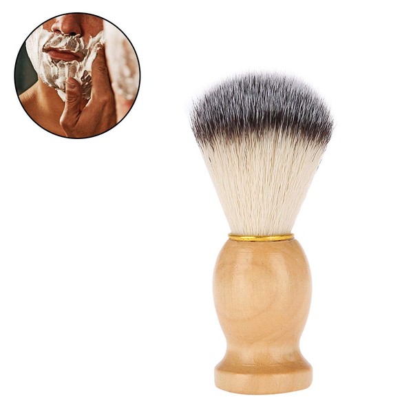 Shaving Brush, Portable Men Soft Synthetic Hair Wooden Handle Beard Shaving Brush Hairdressing Salon Tool