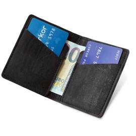 Corkor Slim Wallet for Men, RFID Safe, Vegan Non Leather, Bi-fold Cards Cash, Black Color - No Coin Pocket, S, Minimalist