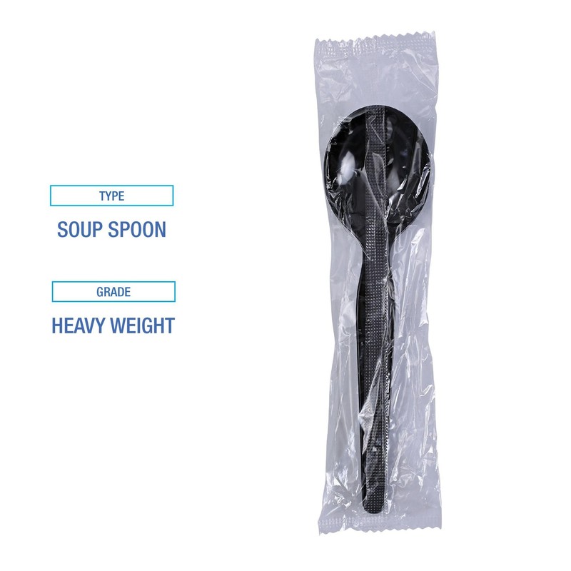 Boardwalk Heavyweight Polystyrene Cutlery, Soup Spoon, Black, 1000/Carton