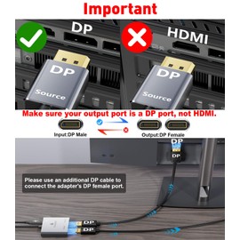 THANDBLE DisplayPort to Dual DisplayPort Splitter Adapter (4K@60Hz) Display Port 1 in 2 Out Splitter for Dual Monitor Extended Display, MST DP to 2 DP Adapter for PC, Graphics Card