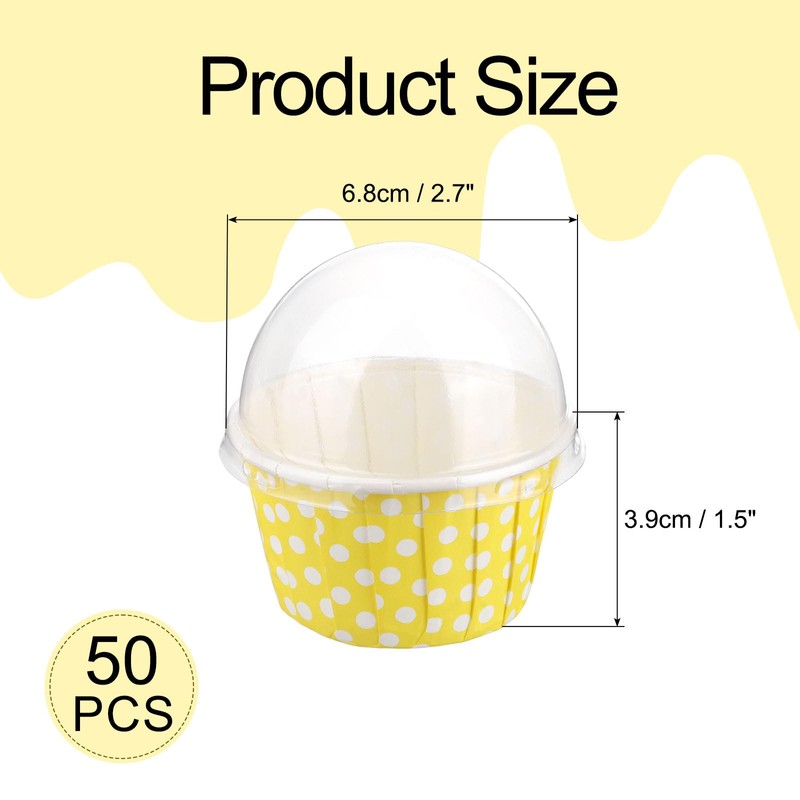 sourcing map 50 Set Cupcake Liners with Dome Lids, Muffins