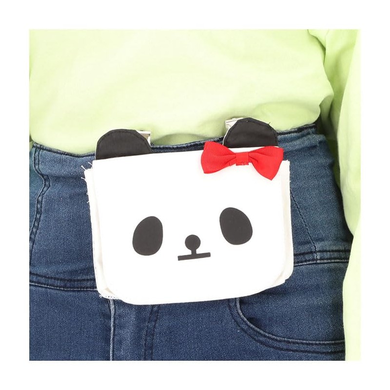 Twin Canvas Panda Clip Pocket B 15x12cm