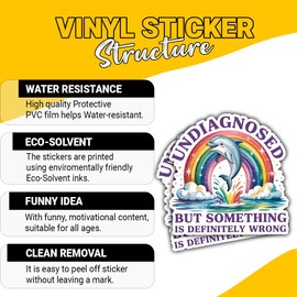 (3 Pcs) Undiagnosed But Something Ain't Right Sticker – Funny Mental Health Quote Vinyl for Laptop, Water Bottle, Tumbler, Car – Gift for Mental Health Advocates, Humor Lovers – 3 Inch