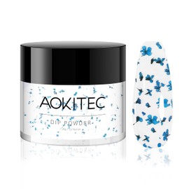 Aokitec Dipping Powder with Dried Flowers, 28 g Acrylic Dip Powder for French Nail Art, Durable Nail Powder for Dip Nails, Dip Nail Powder for Nail Starter, Make Your Own Nails