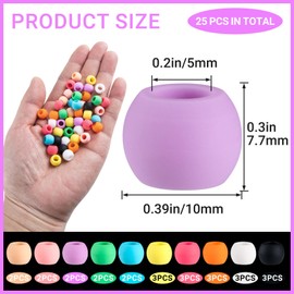 Isslly 25pcs Silicone Hair Braid Beads, Soft Spacer Charms, Colorful Pony Beads Hair Accessories for Thin Thick Curly Straight Long Short Hair- 10 Colors