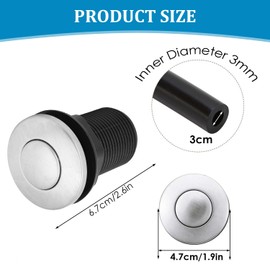 Tomotato 32 mm Waste Disposal Air Switch, Garbage Disposer Air Switch Kit, Stainless Steel Waste Disposal Air Switch with 1.5 m Hose for Bathroom Tub Spa Waste Switch