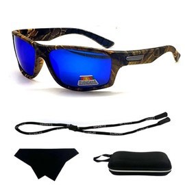 SydeStyle Polarized Bifocal Sunglasses Reading Glasses for Men Women Sports Wrap Camouflage Hunting Forest Outdoor Camo (Blue, 1.5, x)