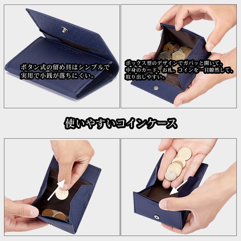 LUCKYSGY Coin Purse, Men's, Genuine Leather, Women's, Wallet, Small, Box