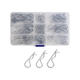 UUYYEO 80 Pcs Cotter Pins Trailer Hitch Lock Pins Spring Clip Pins Tractor Hitch Pin Clips Retaining Clips Pins Heavy Duty R Clips Spring Clip Fasteners with Storage Box